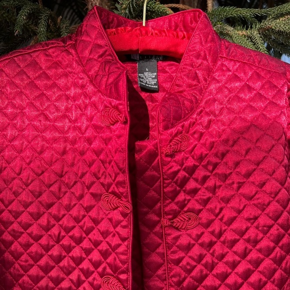 Carole Little Red Quilted Plush Jacket Coat | Oriental Flair | Medium - Picture 15 of 16
